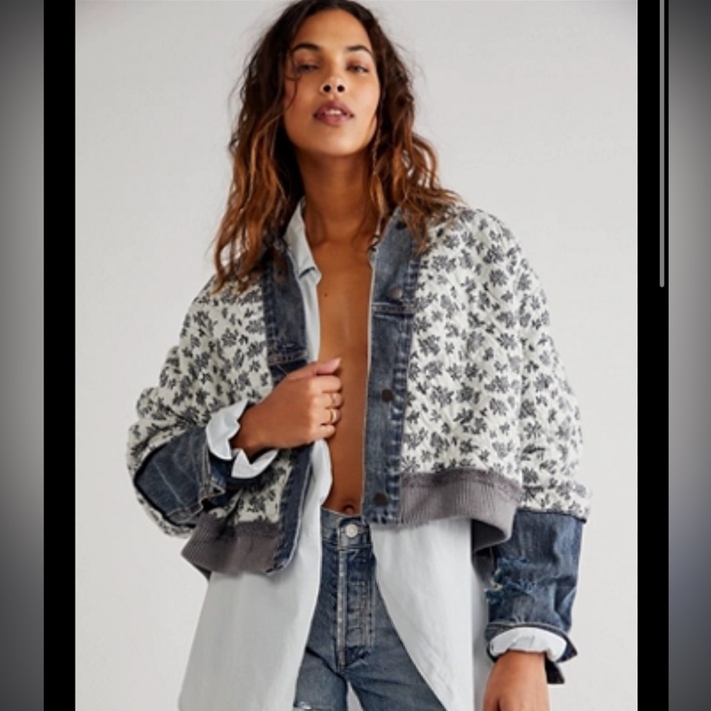 Free People Ditsy Daisy Denim Jacket